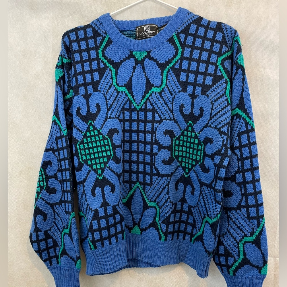 VINTAGE GIVENCHY | Givenchy Monsieur funky patterned knit crew neck sweater RARE